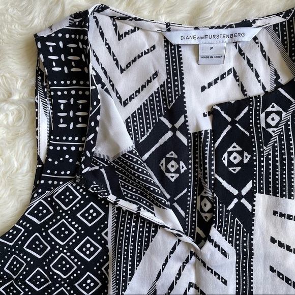 Diane von Furstenberg DVF Tank Top Maya Mixed Print Silk Blend Peplum P - Picture 5 of 11